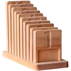 Wooden Montessori Toys Walnut Frame Counting Board Pyramid Tray Digital Number