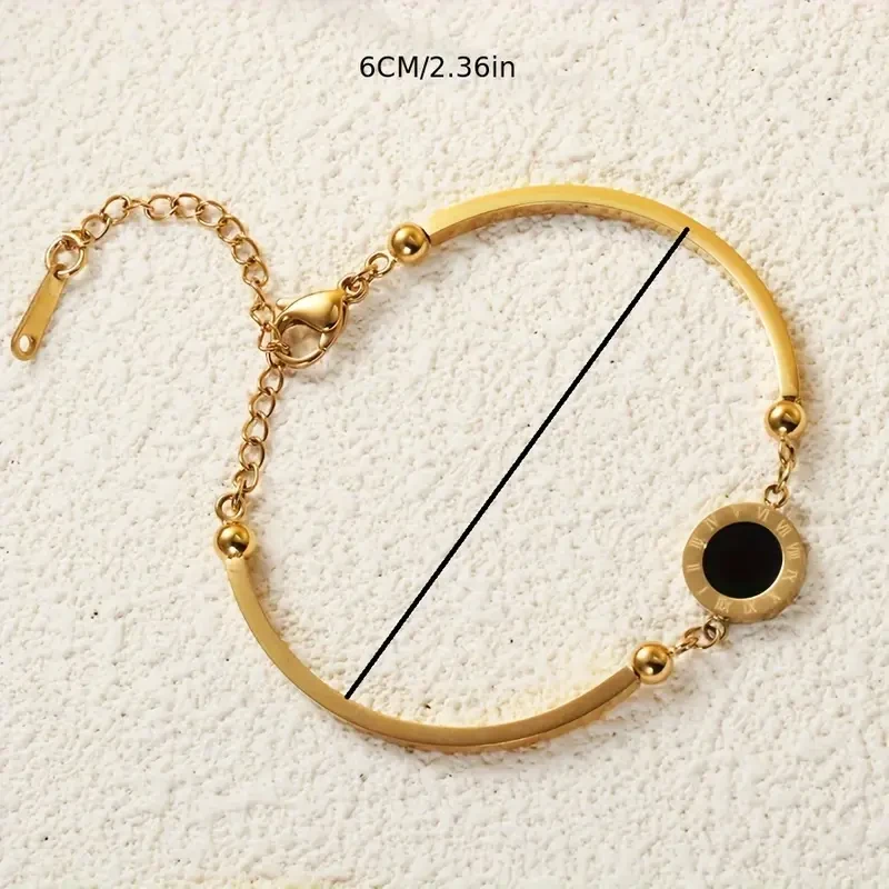 Fashion Classic Black Shell Bracelet – Gold-Plated Stainless Steel Women’s Jewelry