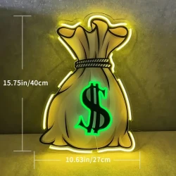 Wall Decor For Money Bag Neon Sign Light