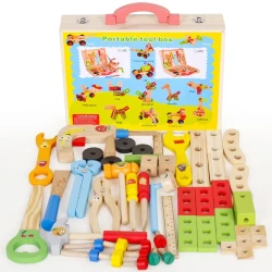 Durable wooden toolbox toys for children