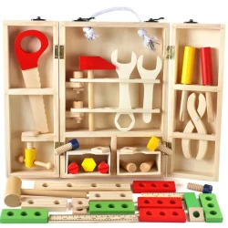 Durable wooden toolbox toys for children