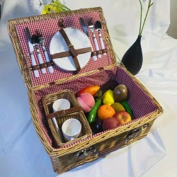 Full Set Woven Picnic Basket - Complete Outdoor Tableware