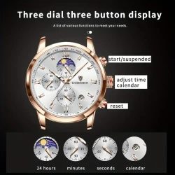 Waterproof Sport Quartz Wristwatch Chronograph Watch for Men