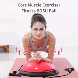 PVC Fitness Bosu Ball, Adult Core Muscle Exerciser, Thickened Anti-Explosion Yoga Ball, for Balance Training, Pilates, and Core Strengthening, Home Gym Equipment