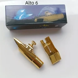 Professional Alto Saxophone Mouthpiece #6, Gold Plated Copper, Premium Quality Metal Sax Accessory