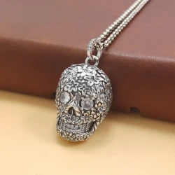 S925 Sterling Silver White Zircon Skull Pendant