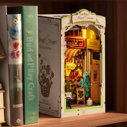 Rolife Floral Corner DIY Book Nook Shelf Insert Kit 3D Wooden Dollhouse For Gift