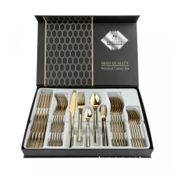 30pcs Golden Stainless Steel Cutlery Set - Includes Forks, Knives & Spoons - Dishwasher Safe, Durable Tableware for Home & Restaurant Use