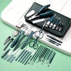 40-Piece Professional Nail Care Kit, Imported Original Set, Home Use, Full Set of Nail Trimming Tools, Manicure Tools, Pedicure Tools, Nail Clippers, Cuticle Nippers, Cuticle Pusher, Nail File, Nail Buffer, Nail Cleaner, No Fragrance