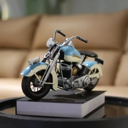 Handcrafted Iron Motorcycle Model - Vintage-Inspired Desk Decor for Living Room & Office