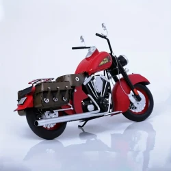 Vintage Style Red Iron Motorcycle Model, Classic Collectible Handmade Craft