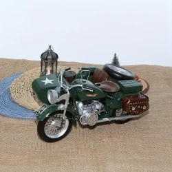 Vintage Military Motorcycle Model - 37.85cm Iron Crafted Collectible