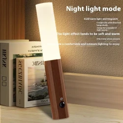 LED Wood Grain Magnetic Wall Lamp Motion Sensor USB Night Light