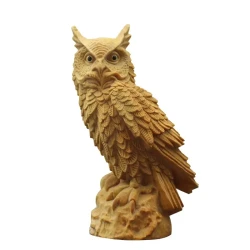 Boxwood Owl Ornament Wood Carving Personality Creative