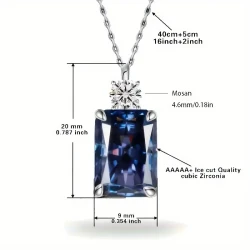 925 Sterling Silvery Perfume Pendant Necklace, with Blue Moissanite and Diamond Accents, 18K Gold Plated - Ideal Gift for Women, Men, Couples -, Made in Italy, Moissanite Necklace, Holiday Wear