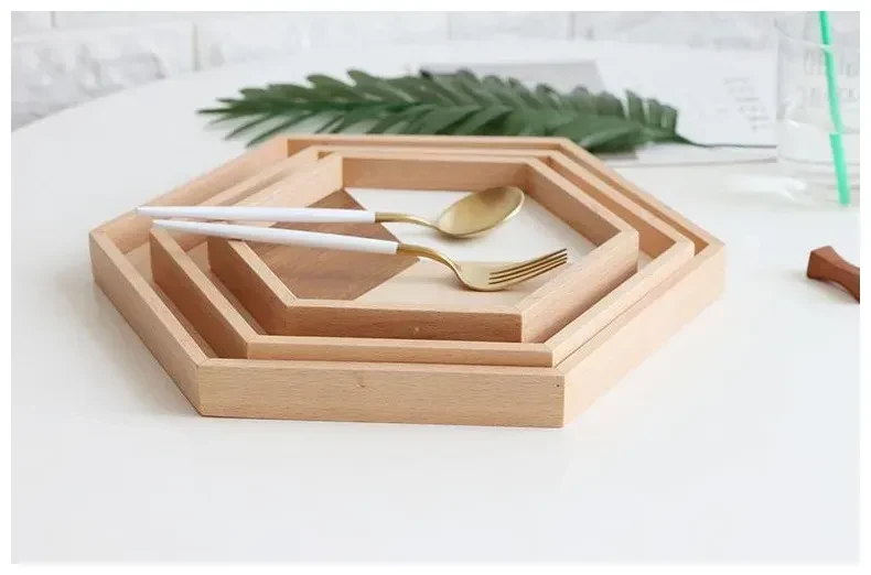 Wooden Tray Wooden Plate Hexagon