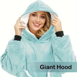 Blanket Hoodie Sweatshirt With Pet Pockets