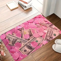 Pink Dollar Theme Soft And Comfortable Floor Mat