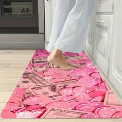 Pink Dollar Theme Soft And Comfortable Floor Mat