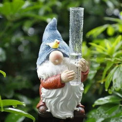 Garden Statue With Hand-painted Rain Gauge