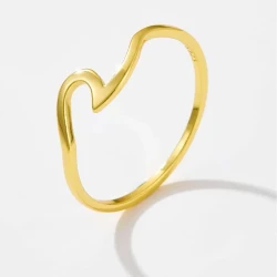 Minimalist Wave Design Sterling Silver and Gold-Plated Rings