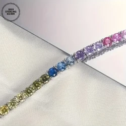 925 Silver Golden Colored Diamond Bracelet