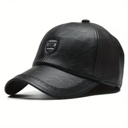 Men's British PU Leather Baseball Cap