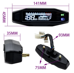 Motorcycle Mini HD Speedometer Speed Oil Gauge Adjustable LCD