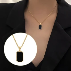 Rectangular Pendant Necklace For Men And Women