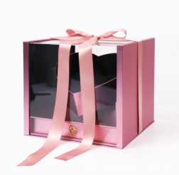 Acrylic Flower Gift Box With Drawer