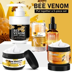 5pcs ROZINO Bee Venom Joint Care Set, Hypoallergenic Moisturizing Formula with Aloe Vera, Salicylic Acid, Unisex-Adult, Fresh Scent, All Skin Types, Multi-Purpose for Skin & Joints Hydration