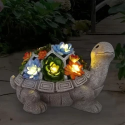 Solar Turtle Statue, Turtle Figurine Outdoor Garden Resin Crafts, Art Ornaments With Solar LED Light, Landscaping DIY Garden Sculptures, For Yard Lawn Home Decor