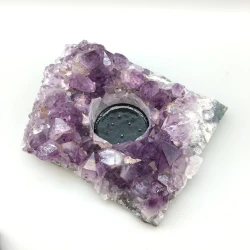 Natural Amethyst Vug Candlestick Decoration Purple Vug Block Rough Stone