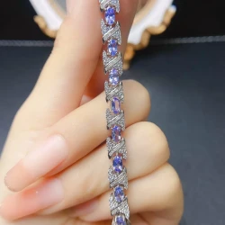 European And American Natural Tanzanite Bracelet S925 Silver Inlaid Main Stone 35