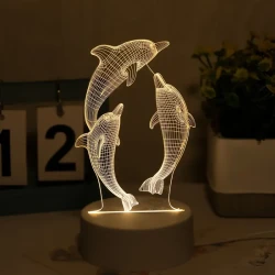 3D Glowing Dolphin Creative Night Light