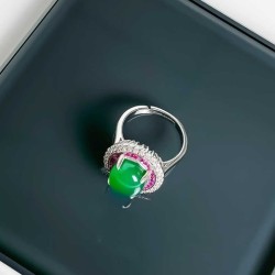 Women's Inlaid Emerald Ring Earrings