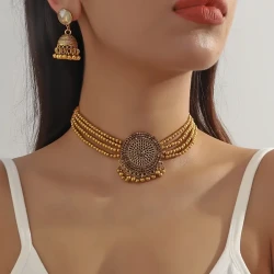 Elegant Middle Eastern Indian-Inspired Fashion Multi-Layer Necklace Set