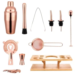 11pcs Rose Golden Cocktail Shaker Set