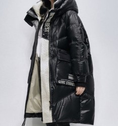 Polished Black Down Jacket Women's High-end Mid-length Coat