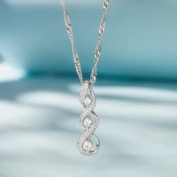 925 Sterling Silver Moissanite Three Strands Twisted Rope Pendant Necklace