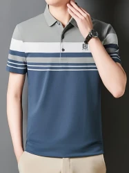 Men's Color Blocked Short Sleeve Lapel Golf Shirts