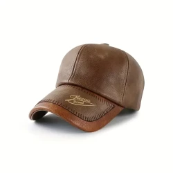 Faux Leather Men's Fashion Baseball Cap