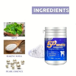 5D White Tooth Powder - Deep Cleaning and Fresh Breath Powder for Oral Health & Hygiene