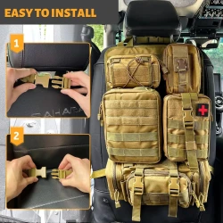 Tactical Backseat Car Organizer + 5 Molle Pouches