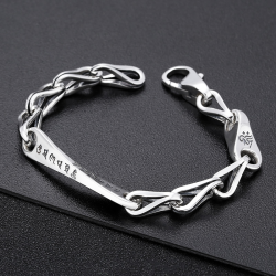 925 Sterling Silver Ornament Trendy Unique Six Words Mantra Bracelet