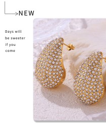 European And American Chic Style Niche Diamond Water Drop Earrings