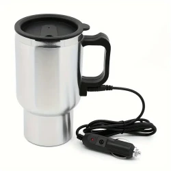 Travel-Ready Car Electric Heating Cup - Stainless Steel, Spill-Proof, Quick Heat & Insulate Beverage Mug for Commuters