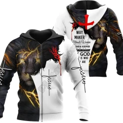 New Men's 3D Digital Jesus Print Long Sleeve Sweatshirt