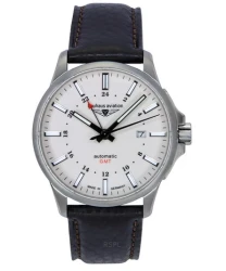 Bauhaus Aviation GMT Leather Strap Full Luminous Beige Dial Automatic 28685 100M Men's Watch