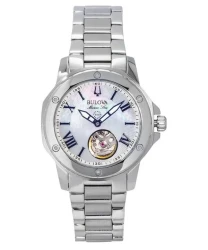 Bulova Marine Star Stainless Steel Mother Of Pearl Dial Automatic 96L326 100M Women's Watch